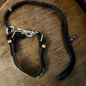 Brown Leather collar and Braided Dog Show Lead